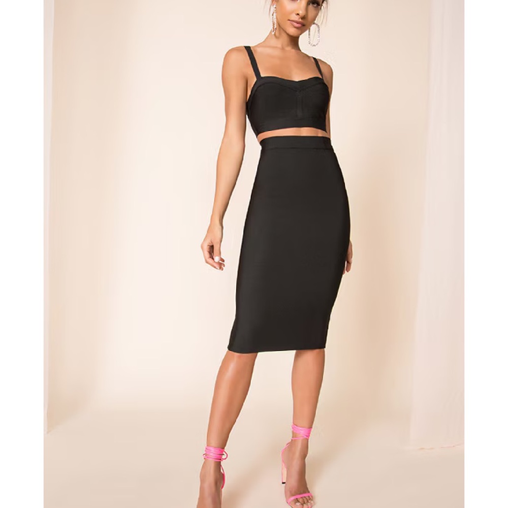 Superdown Black Midi Pencil Skirt for Work